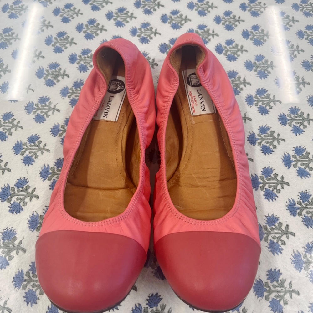 Lanvin Pink Leather Cap Toe Ballet Flats Size 40 (US Size 10) - Picture 10 of 12